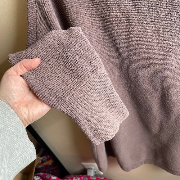 Free People Large Ottoman Slouchy Ribbed Mock Neck Sweater Tunic In Nutmeg X - Picture 3 of 10